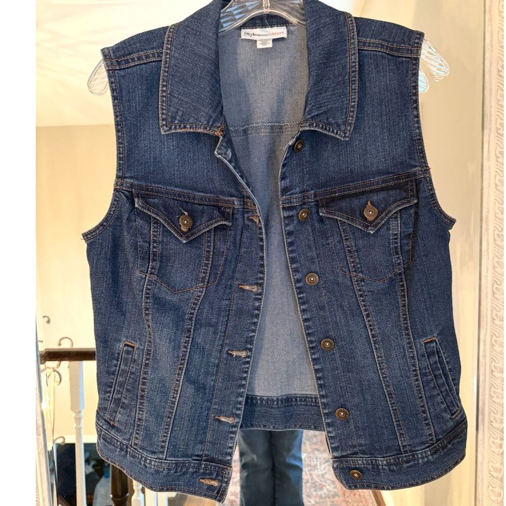 Classic Denim Vest Trucker Sleeveless Jacket Medium Wash Western Gorp Core S
